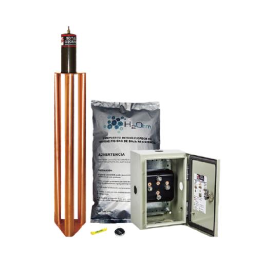 [TOTALGROUND_TG-100K] Total Ground Kit de puesta a tierra de 100 Amperes con Electrodo, Filtro, Acoplador y Compuesto H2Ohm.