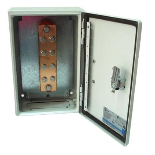 [TOTALGROUND_TG-BUE-12] Total Ground Barra de Unión y Distribución de Hilos Tierra Física con Gabinete de 1999 Amperes de Capacidad.