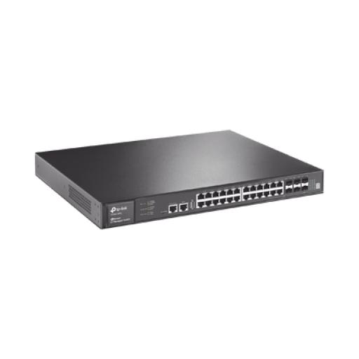 [TPLINK_T3700G-28TQ] TPLINK Switch Core JetStream administrable capa 3, 24 puertos RJ45 Gigabit, 4 puertos SFP combo, hasta 4 ranuras SFP+, apilamiento de hasta 8.