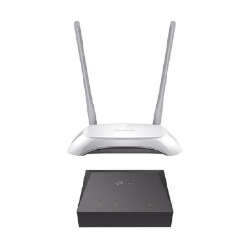 [TPLINK_KITONU-TLWR850N] TPLINK Kit de ONU Gigabit XZ000G3 con Router Inalámbrico WISP con Configuración de fábrica personalizable, 2.4 GHz, 300 Mbps, 4 Puertos LAN 10/100 Mbps, 1 Puerto WAN 10/100 Mbps, control de ancho de banda