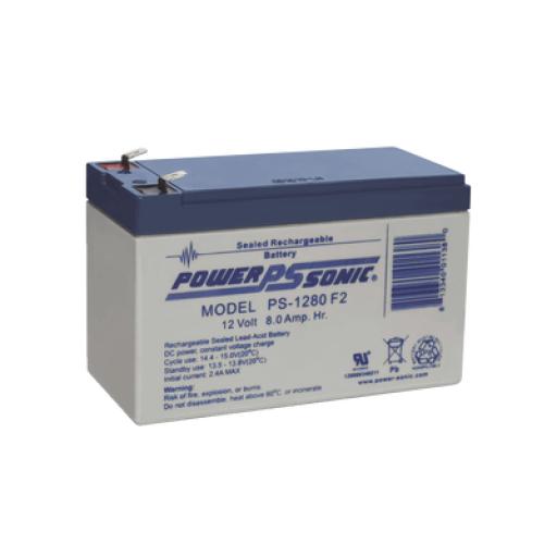 [POWER-SONIC_PS-1280-F2] Power-Sonic Batería 12V, 8AH, Para Respaldo, Tecnologías AGM/VRLA, 5 Años Vida Útil, Terminales F2, Reconocida UL  