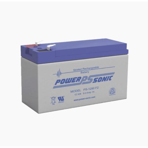 [POWER-SONIC_PS-1290-F2] Power-Sonic Batería 12V, 9AH, Para Respaldo, Tecnologías AGM/VRLA, 5 Años Vida Útil, Terminales F2, Reconocida UL 