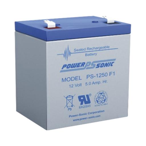 [POWER-SONIC_PS-1250-F1] Power-Sonic Batería 12V, 5AH, Para Respaldo, Tecnologías AGM/VRLA, 5 Años Vida Útil, Terminales F1, Reconocida UL 