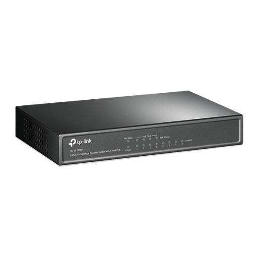 [TPLINK_TL-SF1008P] TPLINK Switch PoE+ No Administrable / De Escritorio 8 puertos 10/100 Mbps / 4 puertos PoE af/at Inteligente / Presupuesto 66 W / Hasta 250 metros