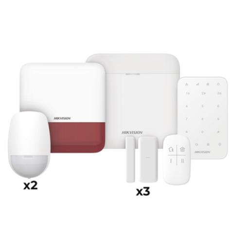 [HIKVISIONDIGITALTECHNOLOGY_DS-PWA48-FULL-K(R)] Hikvision Digital Technology (AX PRO) KIT de Alarma AXP RO / Incluye: 1 Hub / 2 Sensores PIR / 3 Contactos Magnéticos mini / 1 Control Remoto / 1 Sirena Estrobo en color Rojo Inalambrica Exterior /1 Teclado Inalámbrico / WiFi / Compatible con Hik-Connect P2P
