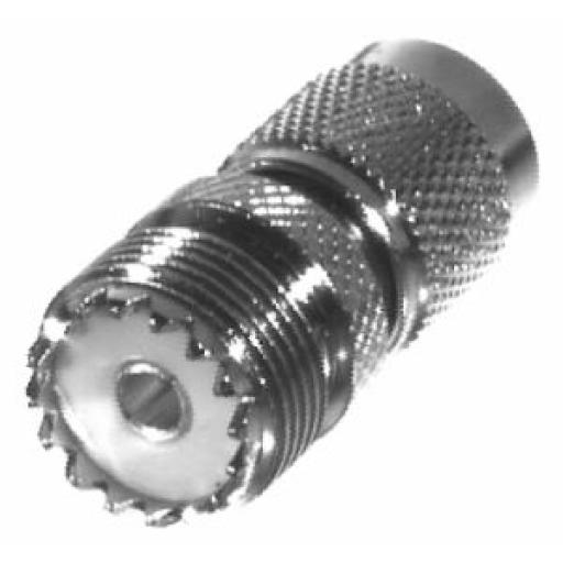 [RFINDUSTRIES_RFT-1235] RF Industries Adaptador en Línea de Conector TNC Macho a Conector UHF Hembra (SO-239), Níquel/ Oro/ Teflón.