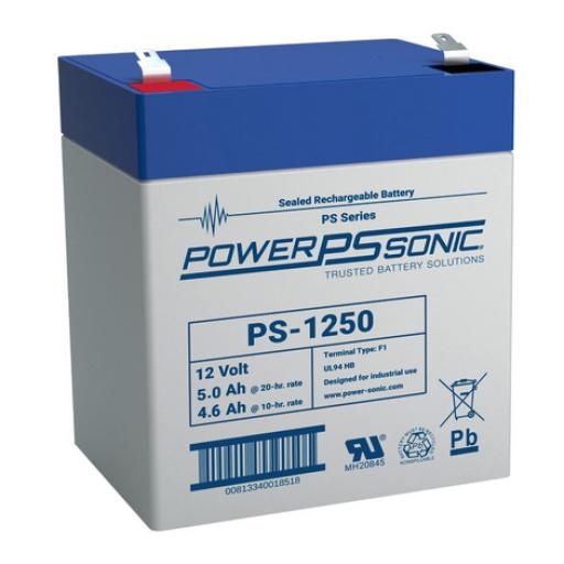 [POWER-SONIC_PS-1250-F2] Power-Sonic Batería 12V, 5AH, Para Respaldo, Tecnologías AGM/VRLA, 5 Años Vida Útil, Terminales F2, Reconocida UL 