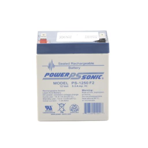 [POWER-SONIC_PS-1250-F2] Power-Sonic Batería 12V, 5AH, Para Respaldo, Tecnologías AGM/VRLA, 5 Años Vida Útil, Terminales F2, Reconocida UL 