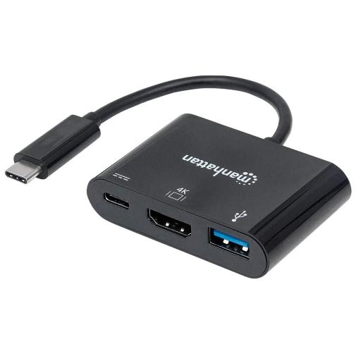 [MANHATTAN_152037] Docking Station HDMI Convertidor USB Tipo-C Manhattan Negro.