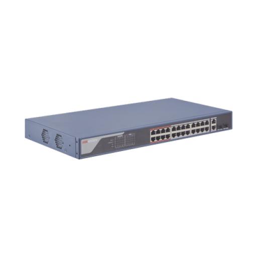 [HIKVISIONDIGITALTECHNOLOGY_DS-3E1326P-SI] Hikvision Digital Technology Smart Switch PoE+ Administrable / 24 puertos 10/100 Mbps PoE+ (hasta 300 m) + 2 puertos 10/100/1000Mbps + 2 Puertos SFP Uplink / 370 W / Hik-PartnerPro y Hik-Central