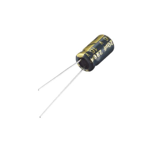 [SYSCOM_647-UVZ1C221MED] Syscom Capacitor Electrolítico Radial en Aluminio de 220 µFd, 16 Volt, 20%, 6.3 x 11 mm.