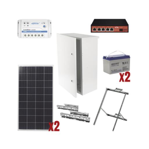 [EPCOM_WI5POE28] Epcom Kit Solar Witek de 28 W con 5 Puertos PoE 802.3 af y PoE Pasivo 24 V para Camaras IP y un Enlace Punto a Punto en 24 Vcc