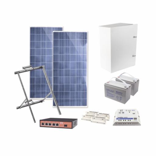 [EPCOM_WI5POE28] Epcom Kit Solar Witek de 28 W con 5 Puertos PoE 802.3 af y PoE Pasivo 24 V para Camaras IP y un Enlace Punto a Punto en 24 Vcd