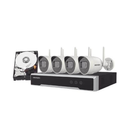 [HIKVISIONDIGITALTECHNOLOGY_NK42W0H-1T(WD)(D)] Hikvision Digital Technology Kit IP Inalámbrico 1080p / NVR 4 Canales / 4 Cámaras Bala para Exterior / 1 HDD de 1 TB / Modo Repetidor