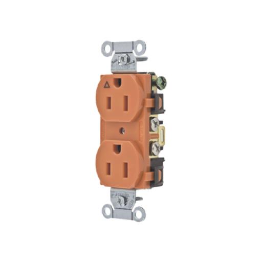 [HUBBELL_HUB-IG-5252] Hubbell Contacto Dúplex Conexión a Tierra Aislada/ 15A 125V/ 2 polos 3 Hilos/ Nema 5-15R /Grado Comercial/ Color Naranja.