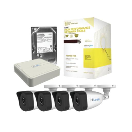 [HIKVISIONDIGITALTECHNOLOGY_KHL4B/1TB] Hikvision Digital Technology Kit IP 4 Megapixel / NVR de 4 Canales / 4 Cámaras IP / Bobina de Cable de 100 mts / Disco Duro 1 TB