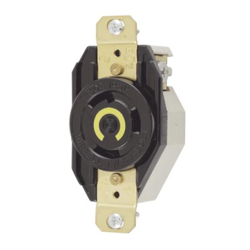 [HUBBELL_HUB-HBL-2610] Hubbell Receptáculo de Media Vuelta Industrial 30 A 125 V CA 2 Polos 3 Hilos (Nema L5-30R) Color Negro.