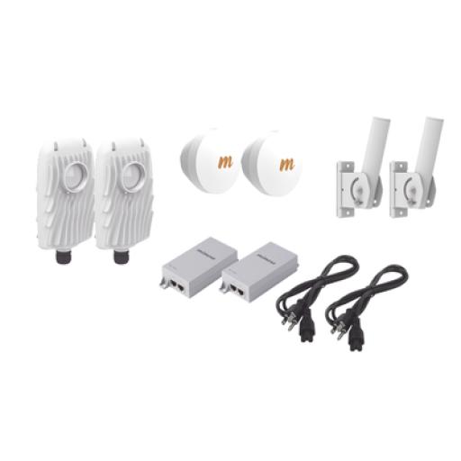 [MIMOSANETWORKS_B5X-PTP-KIT2] Mimosa Networks Kit de 2 radios B5X con 2 antenas de (16 dBi), rango de frecuencia extendida (4.9 a 6.4 GHz),  incluye inyector POE, cable de alimentación y 2 FLEXIMOUNT-XL para alineación, distancia de hasta 4 km