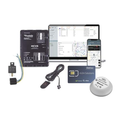 [RUPTELA_HCV5KITTEMP2] Ruptela Kit de Localizador 4G LTE /  1 MICSIM25GPS y datos 1 año + 1 BLUEPUCKRHT + 1 EPCOMGPSMENSUAL + RELAY + Botón SOS