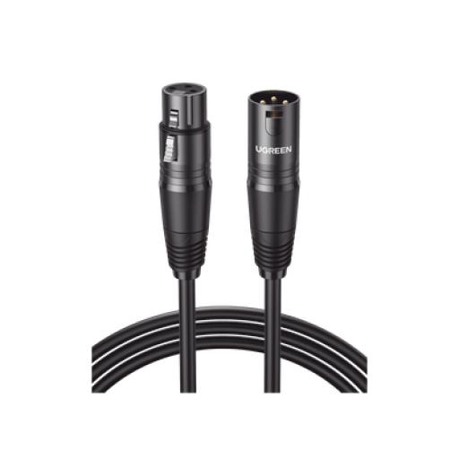 [UGREEN_20714] Ugreen Cable para Micrófono XLR Tipo Canon Macho a Hembra / 10 Metros / Plug & Play / Antiinterferencias / Triple Blindaje / Alta Calidad / Color Negro