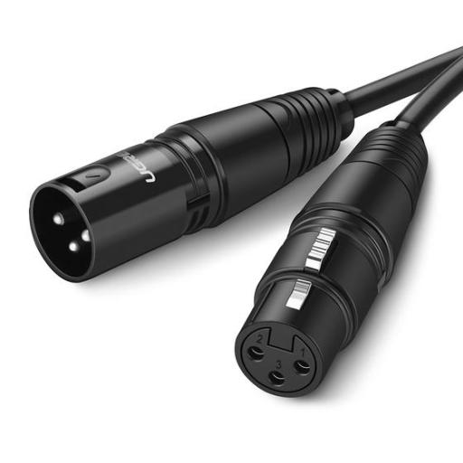 [UGREEN_20712] Ugreen Cable para Micrófono XLR Tipo Canon Macho a Hembra / 5 Metros Plug & Play / Antiinterferencias / Triple Blindaje / Alta Calidad / Color Negro