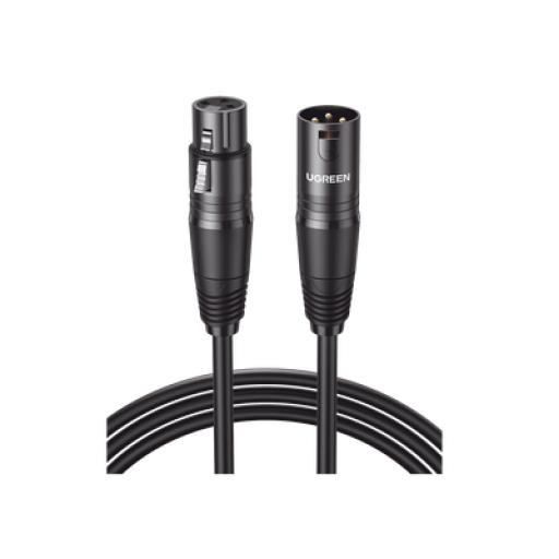 [UGREEN_20712] Ugreen Cable para Micrófono XLR Tipo Canon Macho a Hembra / 5 Metros Plug & Play / Antiinterferencias / Triple Blindaje / Alta Calidad / Color Negro