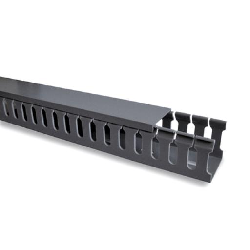 [THORSMAN_TMR-45G] Thorsman Canaleta ranurada con tapa, color gris de 2 metros