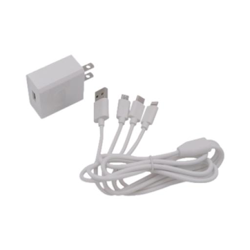 [EPCOM_PL52C] Epcom Cargador de pared de 5 Vcc 2A / Multi-puertos / USB-C, Micro USB, Lightning (iPhone)