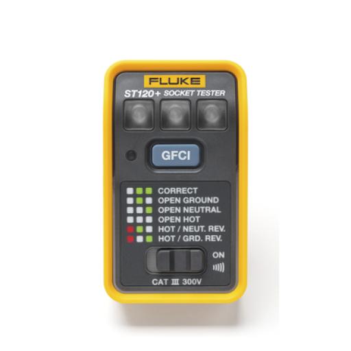 [FLUKE_ST120+] Fluke Probador de Tomacorriente Eléctrico Estándar o GFCI con Señal Acústica, Con LEDs de Alto Brillo y Gráfico Incluido Para Verificar Rápida y Fácilmente el Cableado