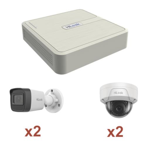 [HIKVISIONDIGITALTECHNOLOGY_KIP2MP/2B2D] Hikvision Digital Technology Kit IP 1080p (2 Megapixel) / NVR de 4 Canales con 4 Puertos PoE / 2 Cámaras IP Bala para Exterior / 2 Cámaras IP Domo para Exterior