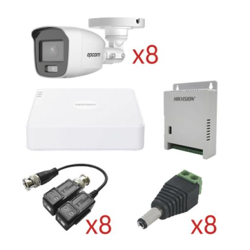 [EPCOM_KESTG8T8BG/A] Epcom KIT TurboHD con Audio 1080p / DVR 8 Canales 1080p lite / 8 Cámaras Bala (exterior 2.8 mm) / Transceptores / Conectores / Fuente de Poder / AUDIO POR COAXITRON