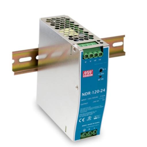 [MEANWELL_NDR-120-12] MEANWELL Fuente de poder industrial de 120 W, salida 12 Vcc, entrada 90~264 VCA, para montaje en riel DIN, 