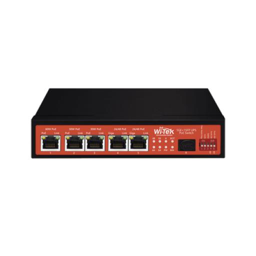 [WI-TEK_WI-PS306GF-UPS-15A] WI-TEK Controlador Solar de 15A con Switch PoE /  1 Puertos Gigabit PoE 802.3 bt / 2 Puertos PoE 802.3 af/at / 2 Puertos PoE Pasivo 24/48 Vcc / 1 Puerto SFP / No administrable