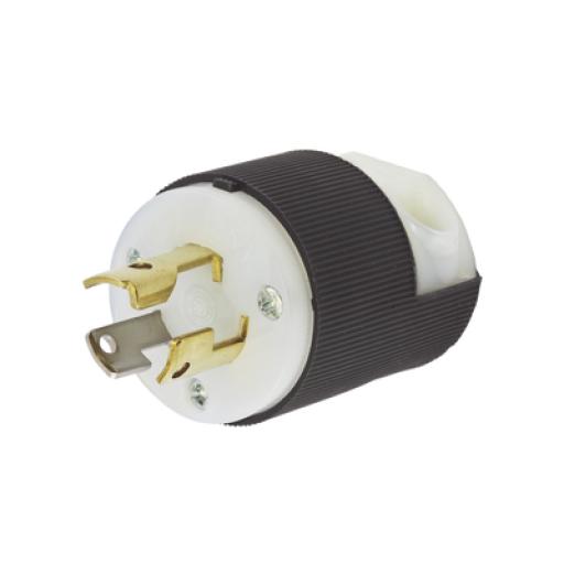 [HUBBELL_HUB-HBL-4720C] Hubbell Clavija Industrial con Bloqueo de Media Vuelta / 15 A 125 V CA / 2 Polos 3 Hilos / Color Blanco y Negro / Nema L5-15P.