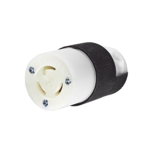 [HUBBELL_HUB-HBL-4729C] Hubbell Conector Industrial con Bloqueo de Media Vuelta / 15 A 125 V CA / 2 Polos 3 Hilos / Color Blanco y Negro / Nema L5-15R.