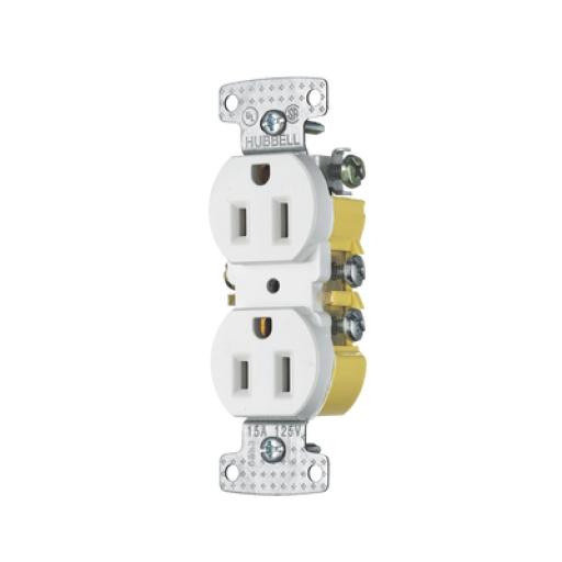 [HUBBELL_HUB-RR15W] Hubbell Contacto Duplex 15A 125V/ 2 Polos 3 Hilos/ Nema 5-15R/ Color Blanco.