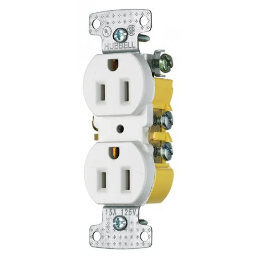 [HUBBELL_HUB-RR15W] Receptáculo Dúplex 15A 125V/ 2 Polos 3 Hilos Color Blanco. ARROW HART