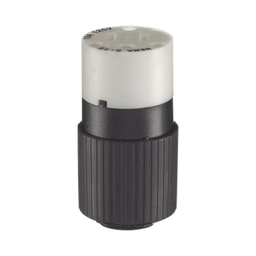 [HUBBELL_HUB-BRY-5269-NC] Hubbell Conector de 15 A 125 V CA/ 2 Polos 3 Hilos/ Grado Industrial/ Color  Blanco y Negro/ NEMA 5-15R.