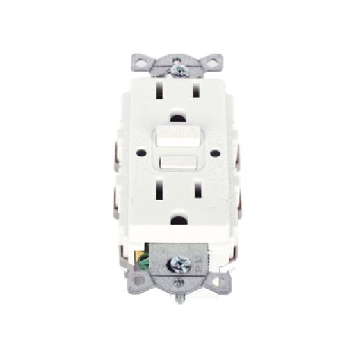 [HUBBELL_HUB-GFR-ST-15W] Hubbell Contacto de Auto-verificación GFCI con Interruptor de Falla a Tierra de 15 A 125 V 2 Polos, 3 Hilos Color Blanco (Nema 5-15R), Grado Comercial.
