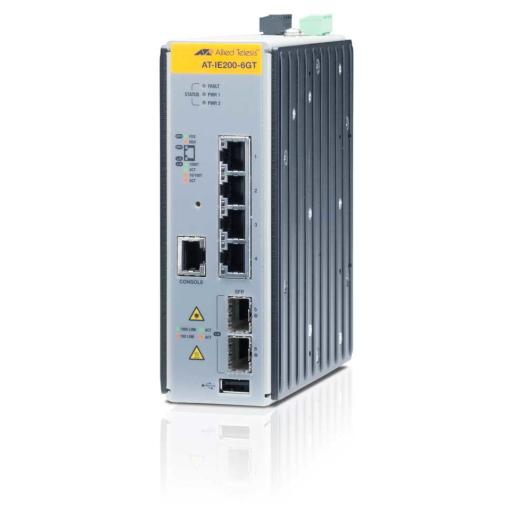 [ALLIEDTELESIS_AT-IE200-6GT-80] Allied Telesis Switch Industrial Administrable Capa 2 de 4 Puertos 10/100/1000 Mbps + 2 Puertos SFP