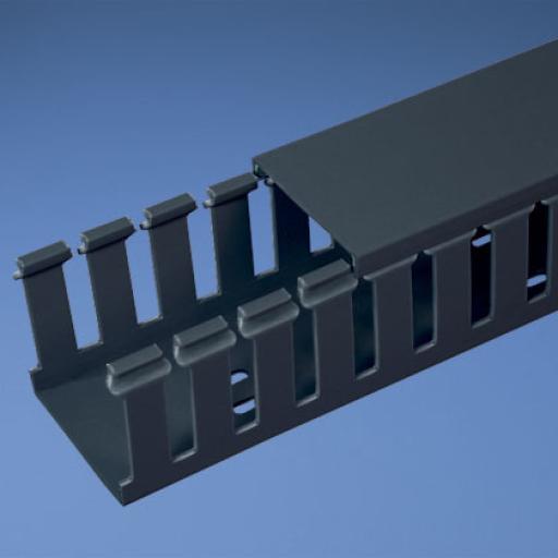 [PANDUIT_G1X2BL6] Panduit Canaleta Ranurada de PVC sin Tapa, Tipo G, 32 mm de Ancho, 53.8 mm de Alto y 1828.8 mm de Largo, Color Negro