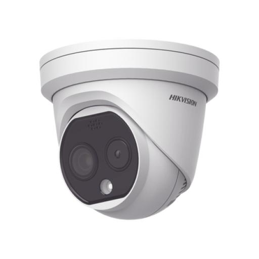 [HIKVISIONDIGITALTECHNOLOGY_DS-2TD1228-7/QA] Hikvision Digital Technology Turret IP Dual / Térmica 6.9 mm (256 x 192) / Óptico 6.4 mm (4 Megapixel) / Termométrica / Detección de Temperatura / PoE /Exterior IP66 / Sirena y Luz Intermitente Integrada / MicroSD