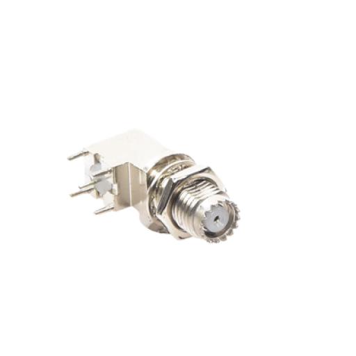 [RFINDUSTRIES_RFU-6065] RF Industries Conector Mini UHF Hembra para Montaje en PCB, Estaño/ Estaño/ Polipropileno.