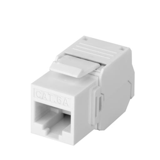 [LINKEDPROBYEPCOM_LP-KJ-6A-TTWH] LINKEDPRO BY EPCOM Módulo Jack Keystone Cat6A (toolless), con terminación en ángulo 180 º Color Blanco, Compatible con Faceplate y Patchpanel Linkedpro