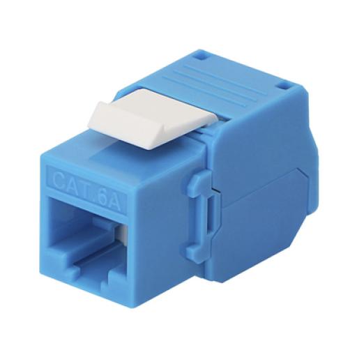 [LINKEDPROBYEPCOM_LP-KJ-6A-TTBU] LINKEDPRO BY EPCOM Módulo Jack Keystone Cat6A (toolless), con terminación en ángulo 180 º Color Azul, Compatible con Faceplate y Patchpanel Linkedpro