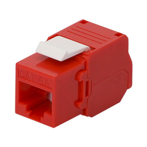 [LINKEDPROBYEPCOM_LP-KJ-6A-TTRD] LINKEDPRO BY EPCOM Módulo Jack Keystone Cat6A (toolless), con terminación en ángulo 180 º Color Rojo, Compatible con Faceplate y Patchpanel Linkedpro