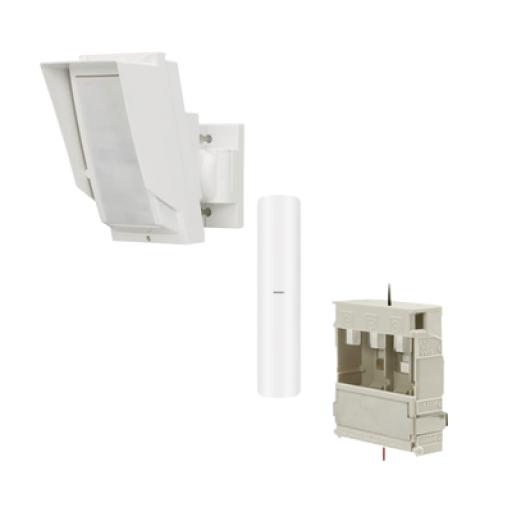 [OPTEX_HX80NRAMWHKV] Optex Detector de Movimiento PIR Antimascara Tipo cortina / 100% Exterior /  Inalámbrico / Hasta 24 metros / Incluye transmisor DS-PDMC-EG2-WB(B) para paneles AXPRO