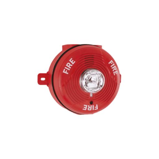 [SYSTEMSENSOR_PC2R-K] System Sensor Sirena con Lámpara Estroboscópica para Exterior, Montaje en Techo, Nivel de Candelas Seleccionable, Color Rojo