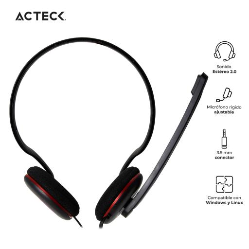 [ACTECK_AC-929110] Acteck DIADEMA ACTECK ESTEREO 2.0 ALAMBRICO 3.5 DUAL DISCOVER HJ220 AC-929110