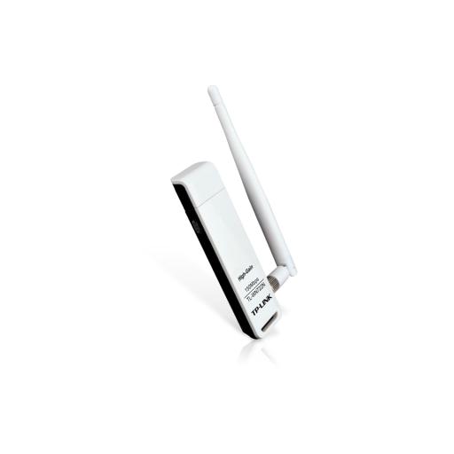 [TPLINK_TL-WN722N] TPLINK Adaptador USB inalámbrico de alta ganancia N 150 Mbps 2.4 GHz con 1 antena desmontable de 4dBi